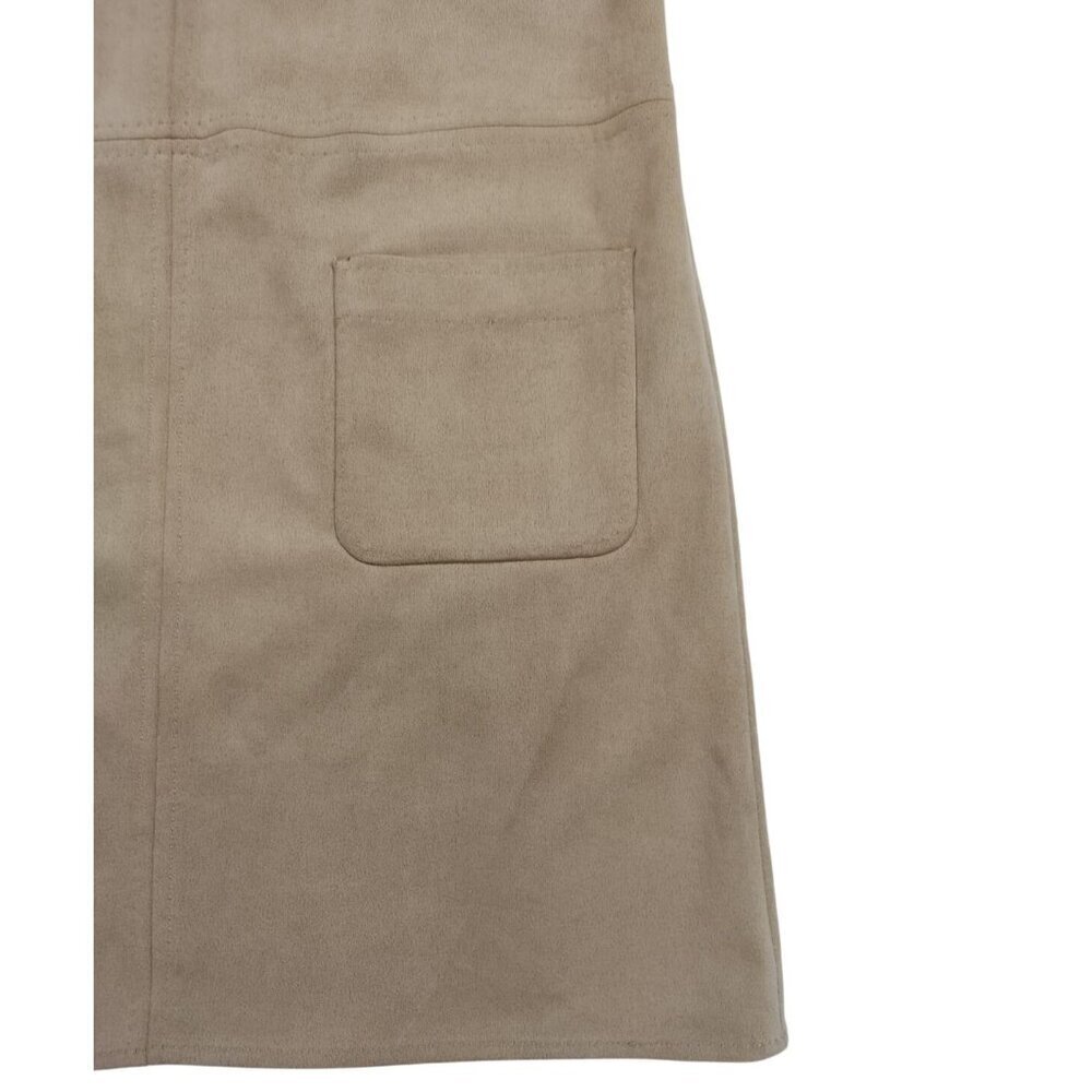 Max Studio London Womens Beige Sleeveless Suede-Look Dress W/ Pockets Size M NWT - Picture 6 of 9